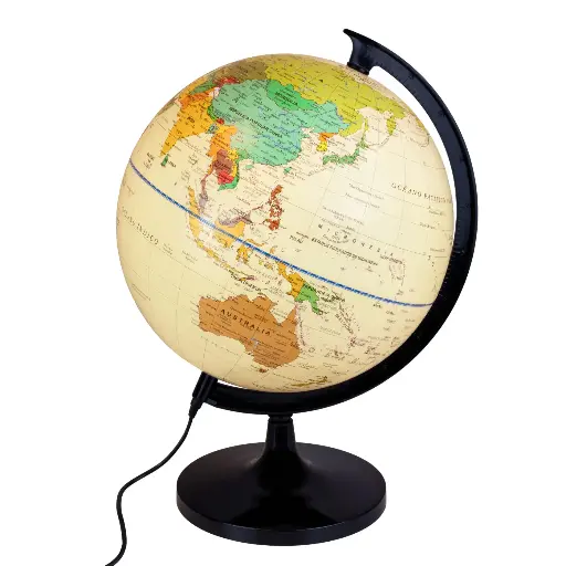[630375] GLOBO TERRÁQUEO ILUMINADO GIRATORIO 30CM CREMA