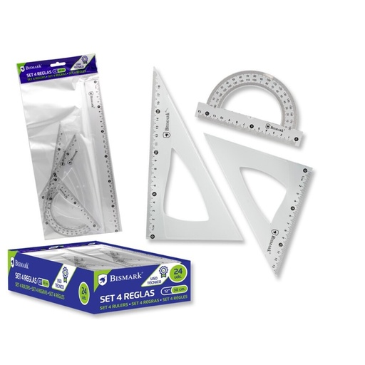 [600024] SET DE 4 REGLAS TRANSPARENTES 30 CM 