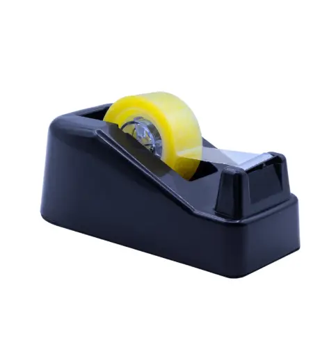 [040695] PORTARROLLOS NEGRO DISPENSADOR DE CINTA ADHESIVA RAYLU PAPER® – BASE ANTIDESLIZANTE Y CUCHILLA DE ACERO (33M)