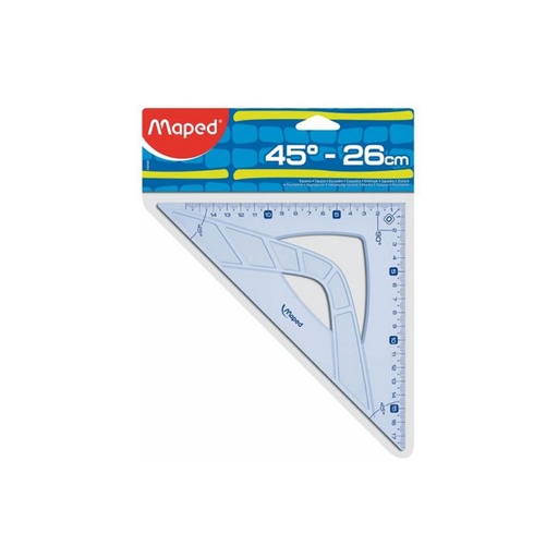 [649131] ESCUADRA MAPED GEOMETRIC – 26 CM – GRADUACIÓN UV – “0” EN ÁNGULO RECTO – BOLSA COLGABLE
