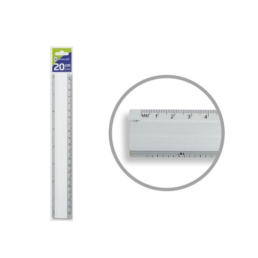 [600262] REGLA DE ALUMINIO 20 CM – CON BISEL Y ESCALA MILIMETRADA BISMARK