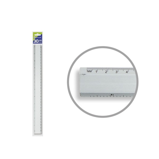 [600361] REGLA DE ALUMINIO 30 CM – CON BISEL Y ESCALA MILIMETRADA BISMARK