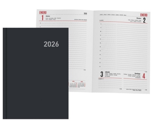 [825402] AGENDA POESSA PARIS 2026 15X21 CM – NEGRA (DÍA POR PÁGINA)