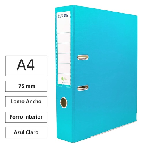 [180741] ARCHIVADOR RADO RAYLU  A4 LOMO ANCHO 75MM FORRADO INTERIOR PP AZUL CLARO