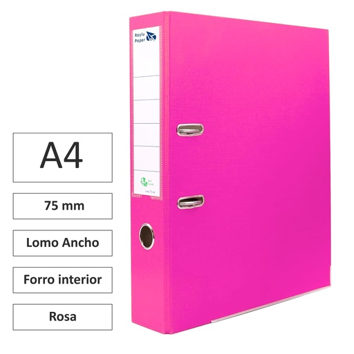 [180742] ARCHIVADOR RADO RAYLU  A4 LOMO ANCHO 75MM FORRADO INTERIOR PP ROSA
