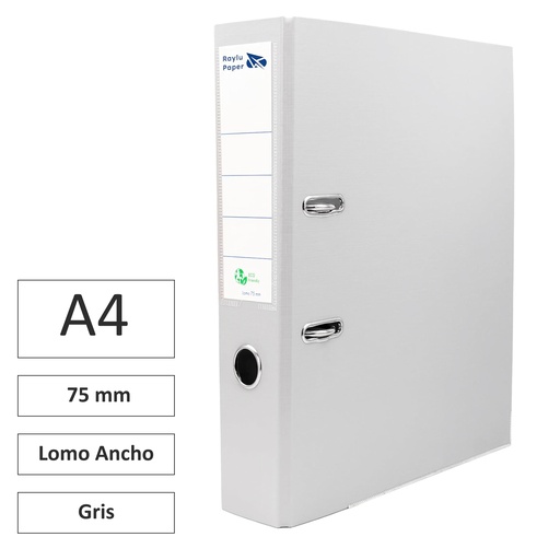 [180382] ARCHIVADOR RADO RAYLU  A4 LOMO ANCHO 75MM GRIS