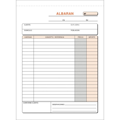 [001397] TALONARIO DE ALBARANES 4º NATURAL DUPLICADO AUTOCOPIANTE