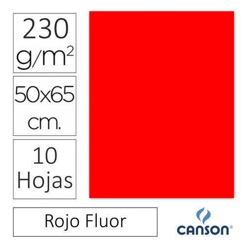 [620362] CARTULINA FLUORESCENTE SADIPAL 50×65 CM (ROJO) · PACK 10 HOJAS · ALTA VISIBILIDAD · IDEAL CARTELERÍA Y MANUALIDADES