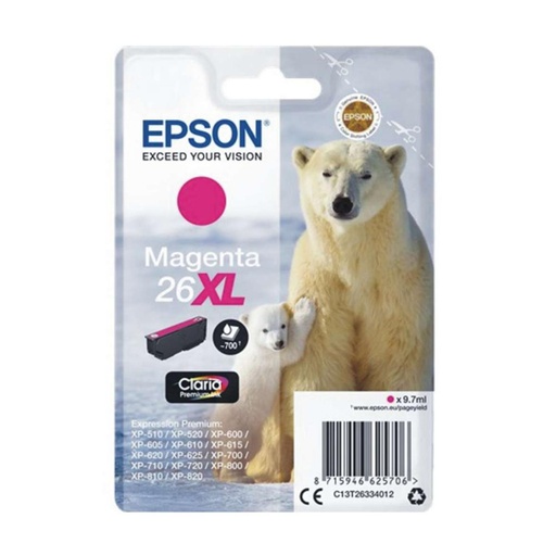 [165312] EPSON CLARIA PREMIUM CARTUCHO MAGENTA 26XL ALTA CAPACIDAD EXPRESSION PREMIUM XP-510