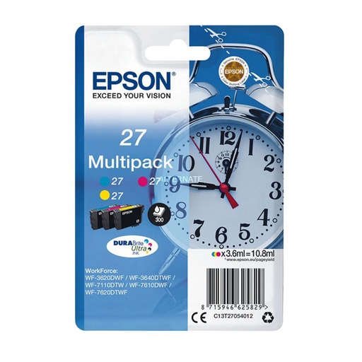 [165295] EPSON WORKFORCE WF-3000 Y WF-7000 MULTIPACK Nº27 PACK-3 COLORES