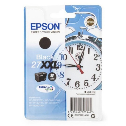 [165756] EPSON WORKFORCE WF-3000 Y WF-7000/WF-7715DWF CARTUCHO NEGRO DE ALTA CAPACIDAD 2.200 PAG.Nº27XXL
