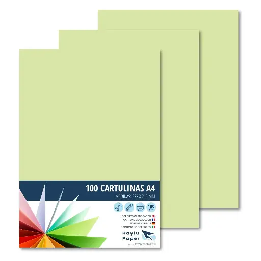 [220154] CARTULINA RAYLU PAPER A4 180 g/m² VERDE CLARO 