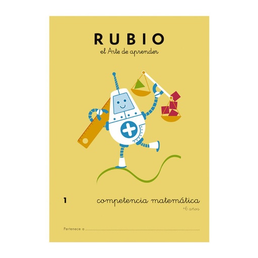 [630709] CUADERNO RUBIO COMPETENCIA MATEMÁTICA 1 (+6 AÑOS) – A4, 44 PÁGINAS, CON SOLUCIONARIO Y RECORTABLES