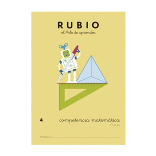 [630712] CUADERNO RUBIO COMPETENCIA MATEMÁTICA 4 (+9 AÑOS) – A4, 44 PÁGINAS, CON SOLUCIONARIO Y RECORTABLE
