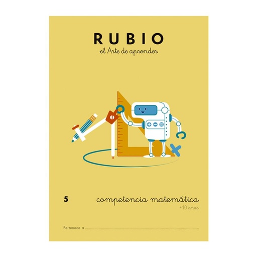 [630713] CUADERNO RUBIO COMPETENCIA MATEMÁTICA 5 (+10 AÑOS) – A4, 44 PÁGINAS, CON SOLUCIONARIO Y DADO RECORTABLE