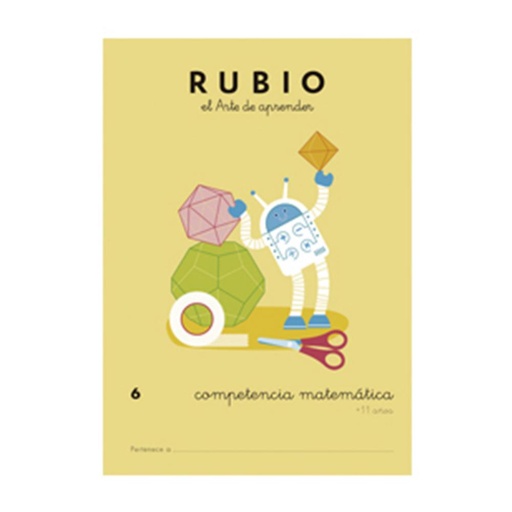 [630714] CUADERNO RUBIO COMPETENCIA MATEMÁTICA 6 (+11 AÑOS) – A4, 44 PÁGINAS, MCM/MCD, DECIMALES Y REGLA DE TRES (CON SOLUCIONARIO)