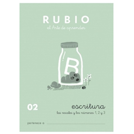 [630318] CUADERNO RUBIO02 ESCRITURA – VOCALES Y NÚMEROS 1–3 · A5, 20 PÁGINAS, +4 AÑOS
