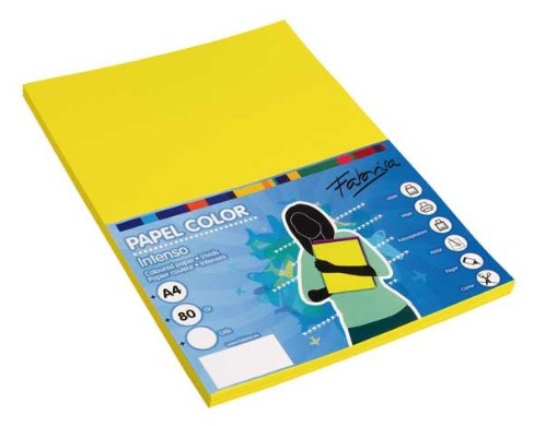 [001160] PAPEL A4 80G 100 HOJAS COLOR AMARILLO PASTEL