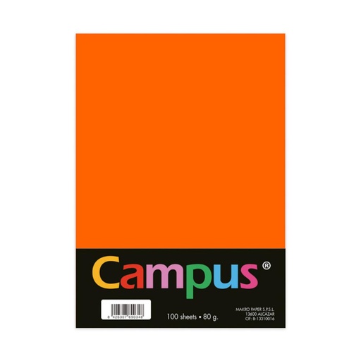 [002892] PAPEL A4 80 g/m² – 100 HOJAS – COLOR NARANJA NEON