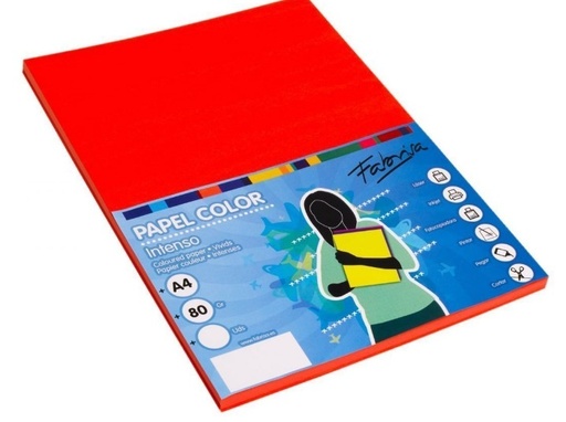 [001161] PAPEL A4 80G 100 HOJAS COLOR ROJO MEDIO