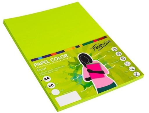 [002889] PAPEL A4 80G 100 HOJAS COLOR VERDE NEON