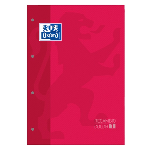 [029120] RECAMBIO COLOR 1 – DIN A4+, 80 HOJAS, 90 G, CUADRO 5 MM, 4 TALADROS, ROJO
