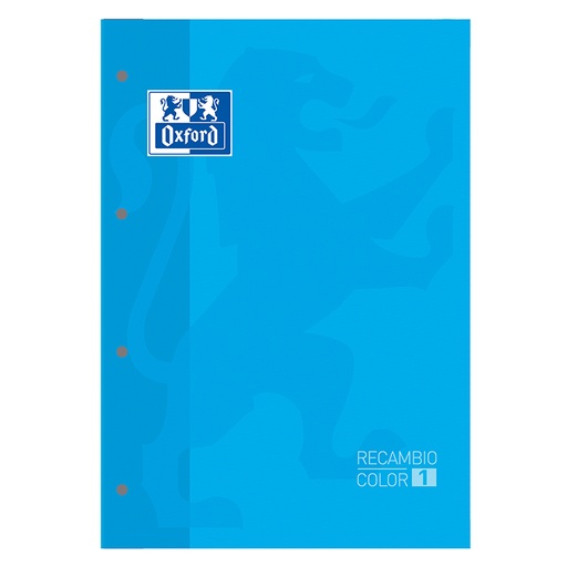 [028534] RECAMBIO COLOR 1 – DIN A4+, 80 HOJAS, 90 G, CUADRO 5 MM, 4 TALADROS, TURQUESA