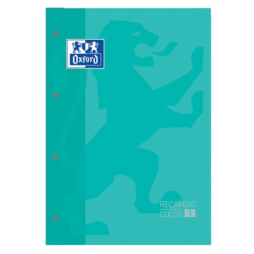 [028535] RECAMBIO COLOR 1 – DIN A4+, 80 HOJAS, 90 G, CUADRO 5 MM, 4 TALADROS, VERDE MENTA