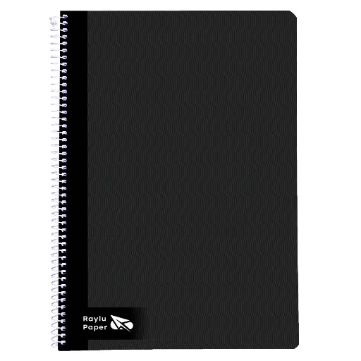 [004005] BLOC ESPIRAL FOLIO TAPA DURA 80 HOJAS 70 GRAMOS CUADRO 4MM NEGRO RAYLU