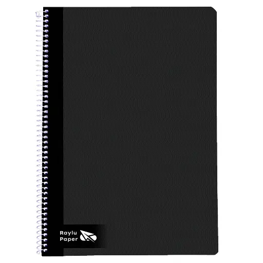[004017] BLOC ESPIRAL FOLIO TAPA DURA 80 HOJAS 70 GRAMOS PAUTA 3,5MM NEGRO RAYLU