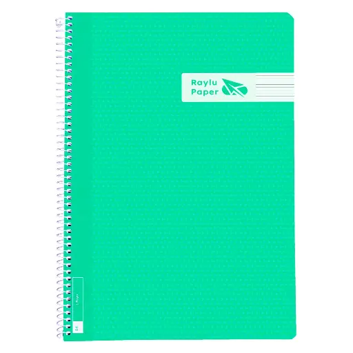 [005011] BLOC ESPIRAL FOLIO TAPA PLASTICO 80 HOJAS 90 GRAMOS HORIZONTAL VERDE RAYLU