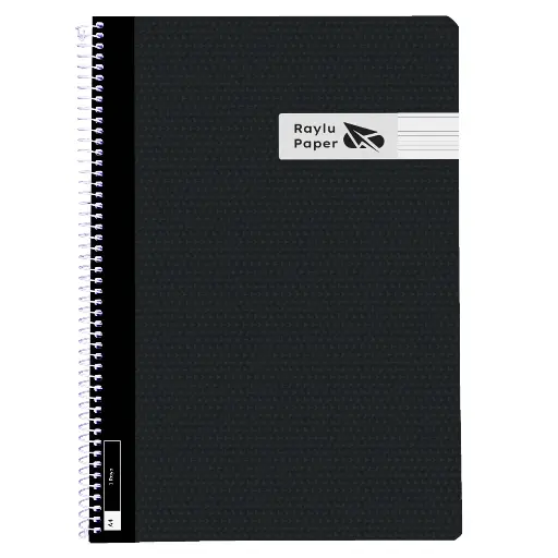 [005012] BLOC ESPIRAL FOLIO TAPA PLASTICO 80 HOJAS 90 GRAMOS HORIZONTAL NEGRO RAYLU