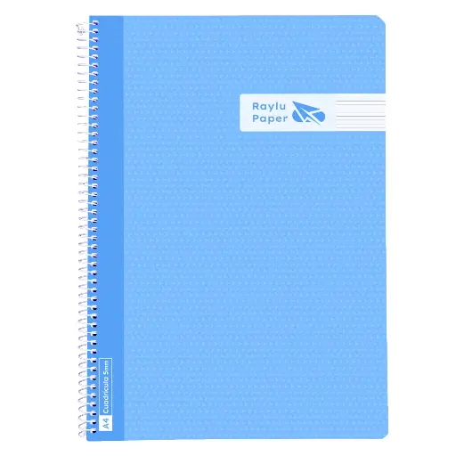[005013] BLOC ESPIRAL FOLIO TAPA PLASTICO 80 HOJAS 90 GRAMOS HORIZONTAL AZUL CLARO RAYLU