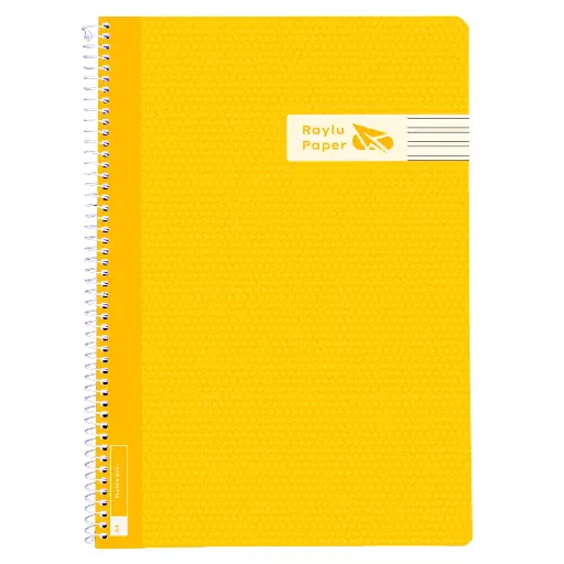 [005014] BLOC ESPIRAL FOLIO TAPA PLASTICO 80 HOJAS 90 GRAMOS PAUTA 3,5MM AMARILLO RAYLU