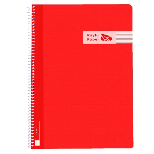 [005016] BLOC ESPIRAL FOLIO TAPA PLASTICO 80 HOJAS 90 GRAMOS PAUTA 3,5MM ROJO RAYLU
