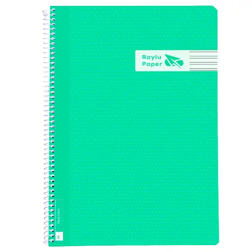 [005017] BLOC ESPIRAL FOLIO TAPA PLASTICO 80 HOJAS 90 GRAMOS PAUTA 3,5MM VERDE RAYLU