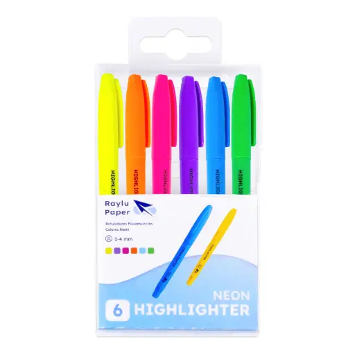 [081628] MARCADOR FLUORESCENTE RAYLU EASYFLOW – BLÍSTER 6 UDS – 6 COLORES NEÓN
