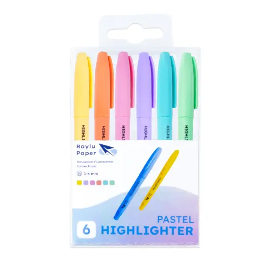 [081634] MARCADOR FLUORESCENTE RAYLU EASYFLOW BLÍSTER 6 PASTEL