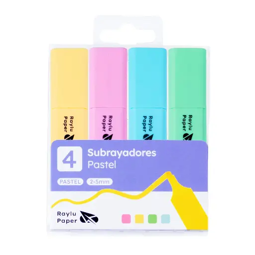 [081534] MARCADOR FLUORESCENTE RAYLU RAYLIGHT BLÍSTER 4 PASTEL