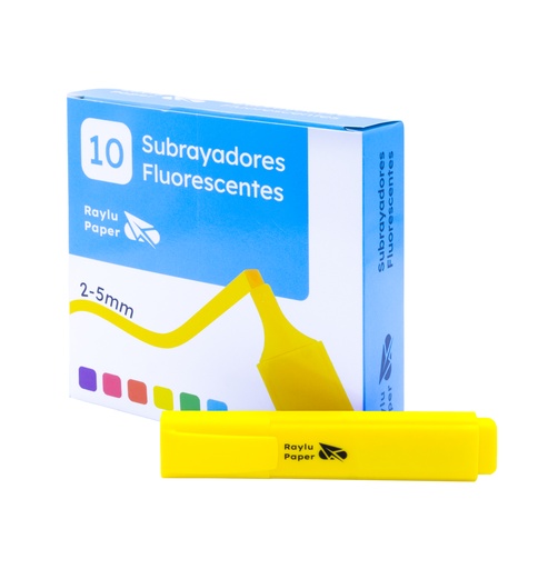 [081526] MARCADOR FLUORESCENTE RAYLU RAYLIGHT – PUNTA BISELADA 2–5 MM – AMARILLO – CAJA 10 UDS