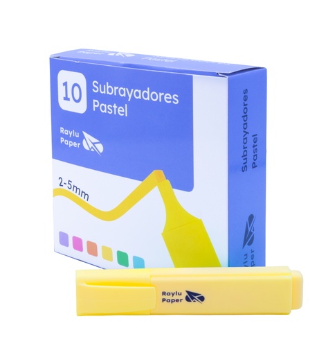 [081538] MARCADOR FLUORESCENTE RAYLU RAYLIGHT – PUNTA BISELADA 2–5 MM – AMARILLO PASTEL – CAJA 10 UDS