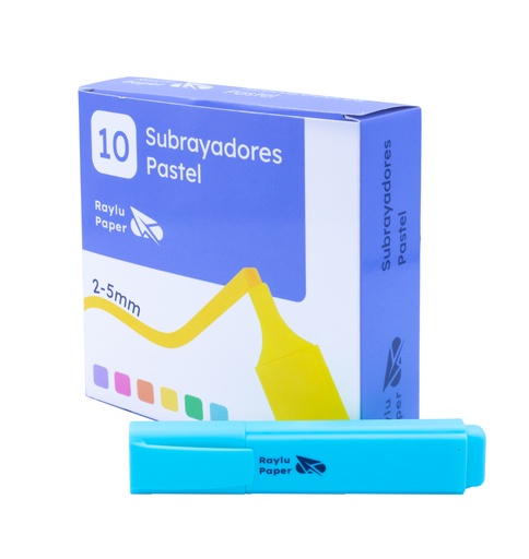 [081541] MARCADOR FLUORESCENTE RAYLU RAYLIGHT – PUNTA BISELADA 2–5 MM – AZUL PASTEL – CAJA 10 UDS