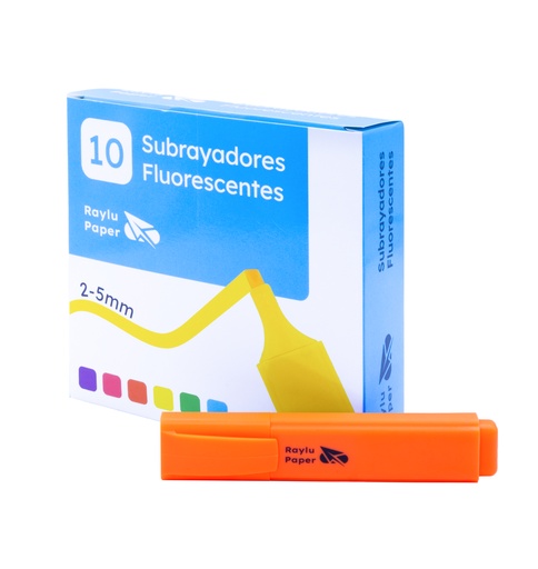 [081530] MARCADOR FLUORESCENTE RAYLU RAYLIGHT – PUNTA BISELADA 2–5 MM – NARANJA – CAJA 10 UDS