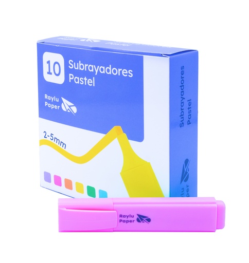 [081542] MARCADOR FLUORESCENTE RAYLU RAYLIGHT – PUNTA BISELADA 2–5 MM – ROSA PASTEL – CAJA 10 UDS