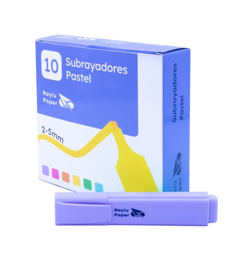 [081540] MARCADOR FLUORESCENTE RAYLU RAYLIGHT – PUNTA BISELADA 2–5 MM – VIOLETA PASTEL – CAJA 10 UDS
