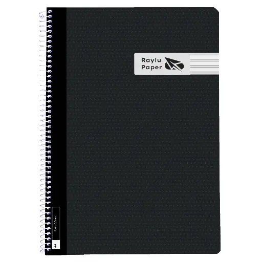 [005018] BLOC ESPIRAL FOLIO TAPA PLASTICO 80 HOJAS 90 GRAMOS PAUTA 3,5MM NEGRO RAYLU
