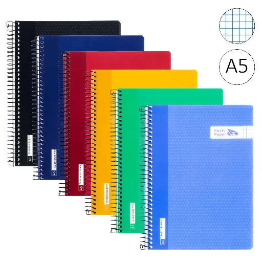 [002434] BLOC ESPIRAL A5 TAPA PLASTICO 80 HOJAS 90 GAMOS CUADRO 4MM RAYLU