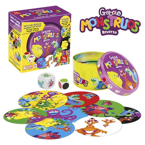 [710526] JUEGO LUDILO GRABOLO MONSTRUOS REVERSO – JUEGO DE MESA INFANTIL DE RAPIDEZ Y OBSERVACIÓN (+3 AÑOS, 2-5 JUGADORES)