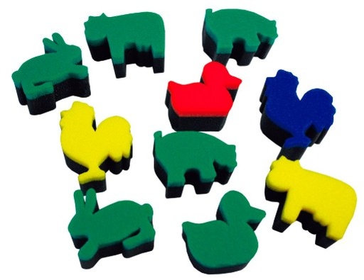 [825821] ESPONJAS PARA ESTAMPAR CON PINTURA ANIMALES DE GRANJA HENBEA
