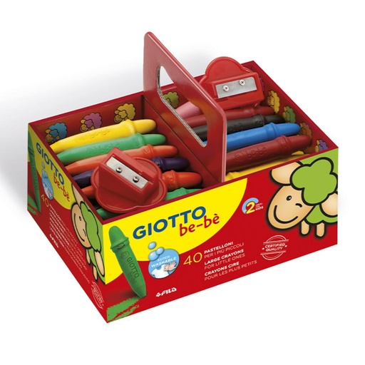 [649393] CERA BE-BÈ GIOTTO FILA 40 UNIDADES 8 COLORES + 2 AFILALÁPICES 